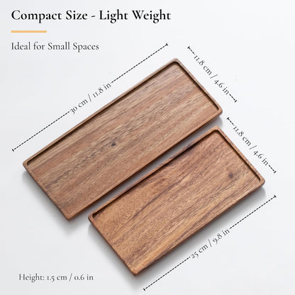 Vandroop Mini Wooden Serving Platter, Small Wood Serving Tray 9.8 x 4.6 in