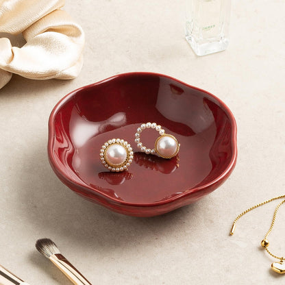 Ceramic Jewelry Tray, Ring Holder Floral Trinket Bowl for Women