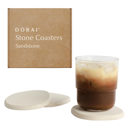 Dorai Home Stone Coasters Set - Diatomaceous Earth Water-Absorbing Drink Coaster for Coffee Table, Kitchen or Bar, Modern Stone Appearance | Slate - Set of 4