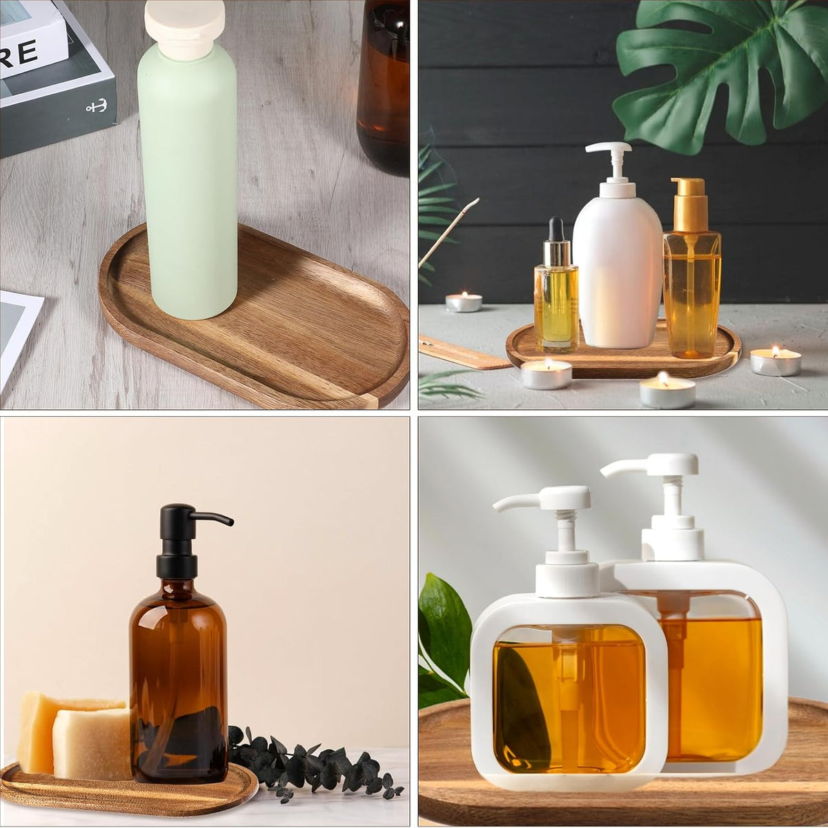Small Acacia Wood Serving Trays Mini Wooden Platters Wooden Vanity Tray Dispenser Wood Counter Plates Bathroom Countertop Organizer Trays Coffee Bar Tray Appetizer Serving Board Snack Serve Board