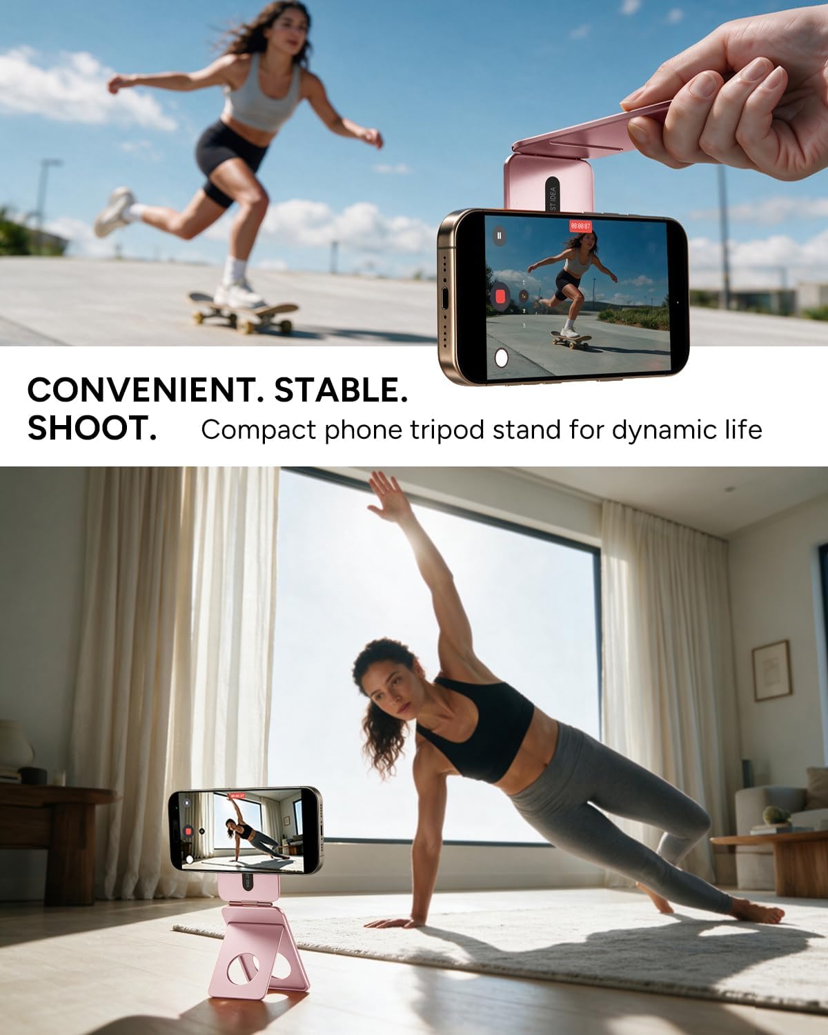 1ST IDEA Phone Tripod Stand, Portable Selfie Stick for iPhone, Ultra-Thin