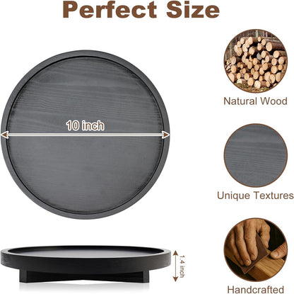 Black Round Decorative Wooden Tray for Bathroom Counter Table Trays Decor
