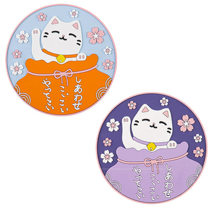 Sakura Coffee Cup Mat Kawaii Coaster 2PCS Cute Cherry Blossom PVC Home Tea Mug Pink Flower Pattern Anti-Skid Pot Bowl Pad Placemat for Desk Drink Table Decor Kawaii Accessories (Small)
