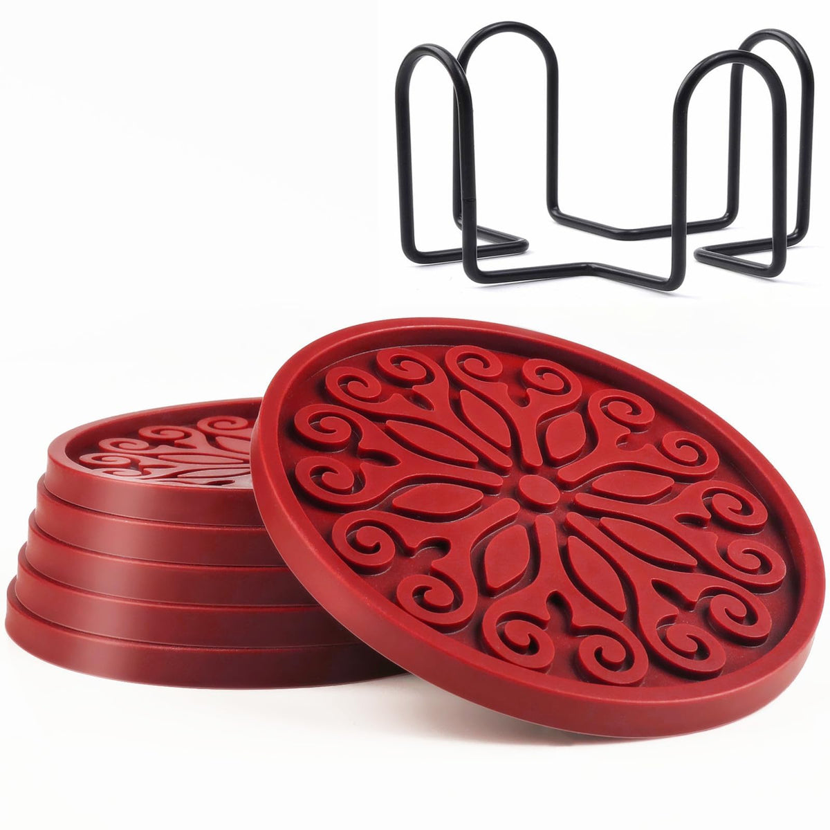 Silicone Coasters for Drinks,Resistant Reusable Drink Coasters-Great Gift for Birthday, Housewarming,Room Decor,Holiday Party (*2-Gray)
