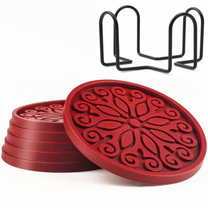 Silicone Coasters for Drinks,Resistant Reusable Drink Coasters-Great Gift for Birthday, Housewarming,Room Decor,Holiday Party (*2-Gray)