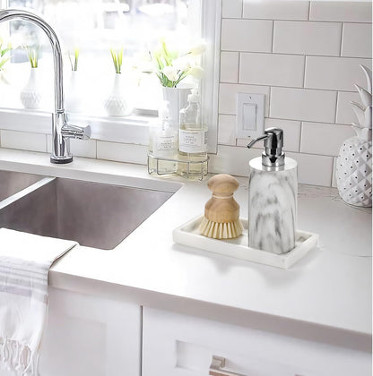 Emibele Bathroom Vanity Tray Countertop, 8" Rectangular Marble Resin Tray