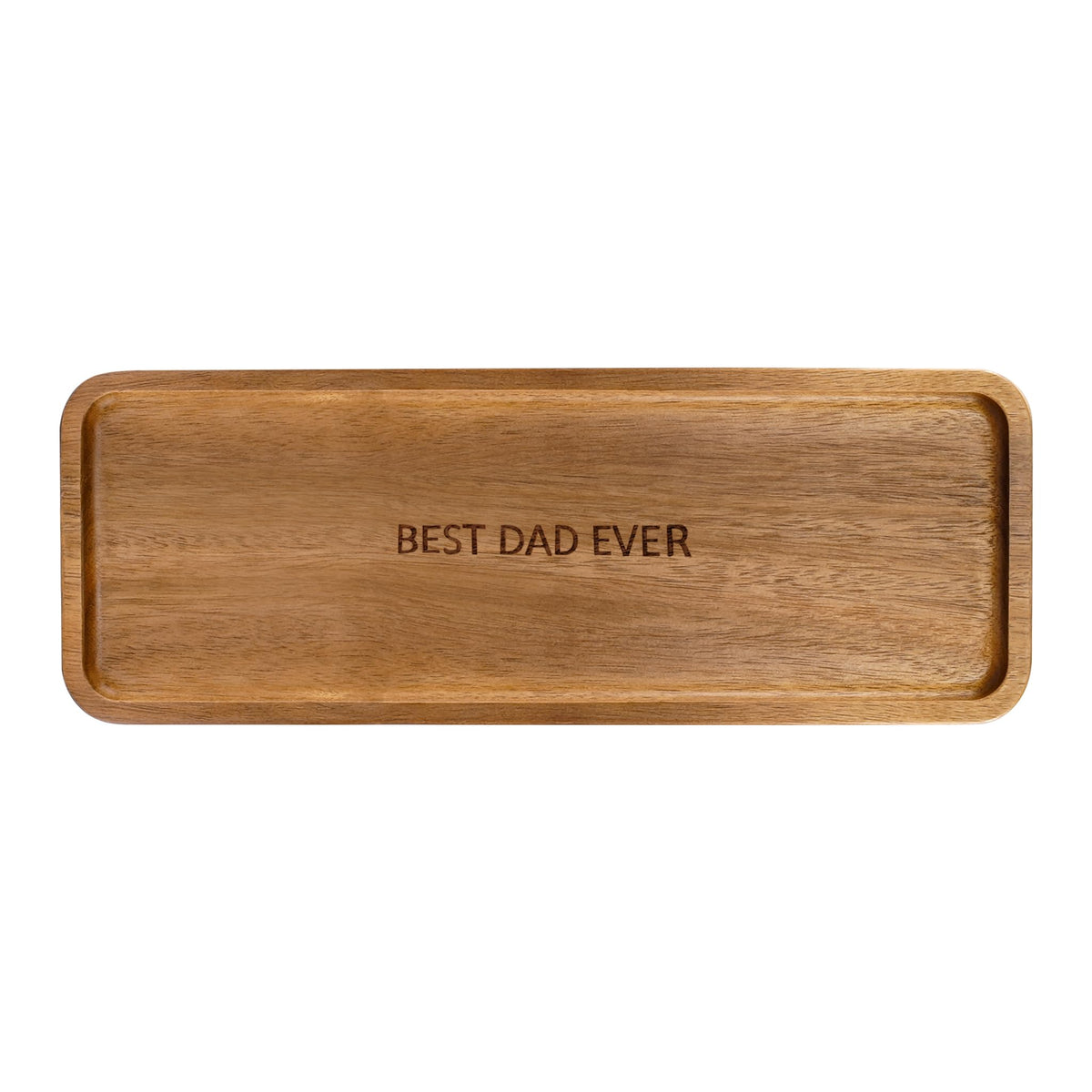 Small Acacia Wood Serving Tray, Wooden Decorative Tray for Coffee Table, Kitchen, Bathroom Counter - Wood Platter for Candles, Perfume, Snacks (11.4 x 4.1 x 0.6 in)