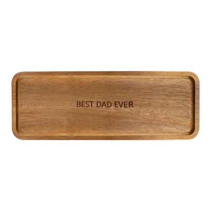 Small Acacia Wood Serving Tray, Wooden Decorative Tray for Coffee Table, Kitchen, Bathroom Counter - Wood Platter for Candles, Perfume, Snacks (11.4 x 4.1 x 0.6 in)