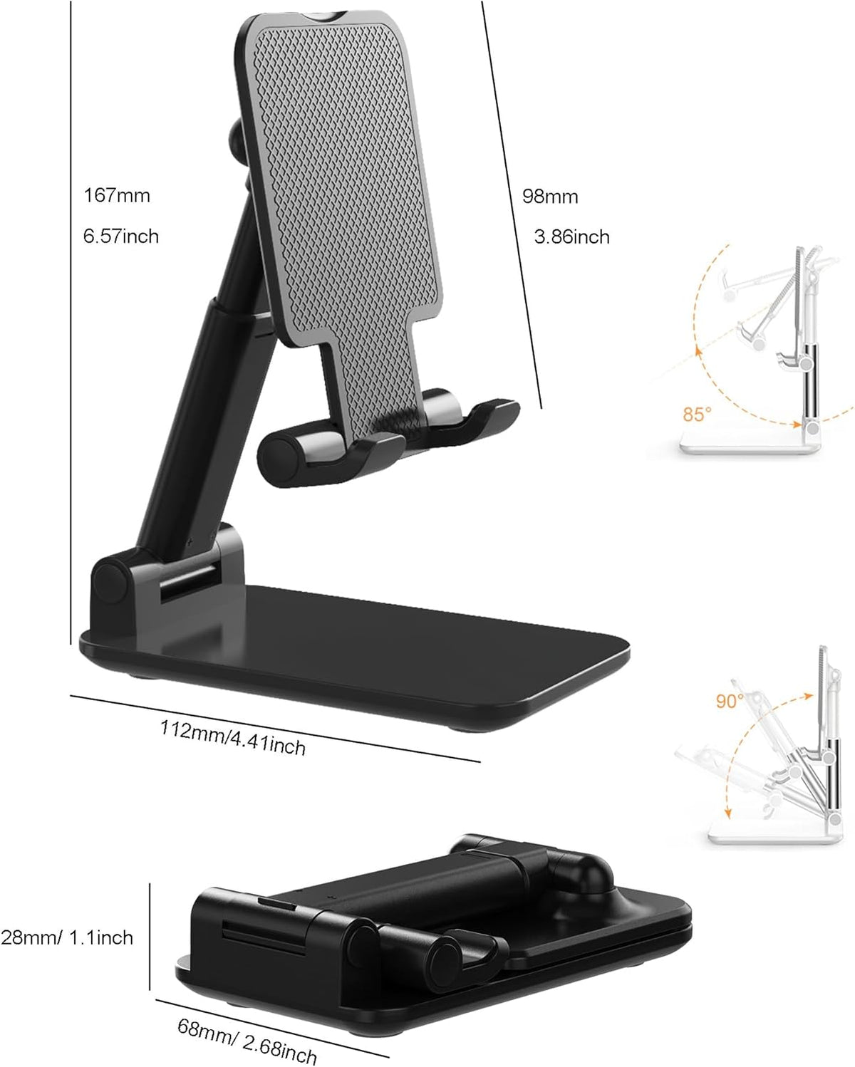 Phone Stand for Desk Cell Phone Holder Stands for iPhones, Black