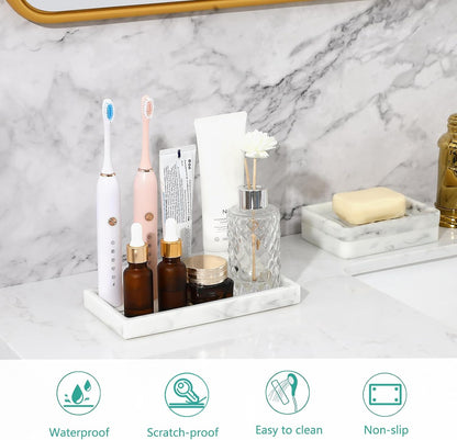 Emibele Bathroom Vanity Tray Countertop, 8" Rectangular Marble Resin Tray