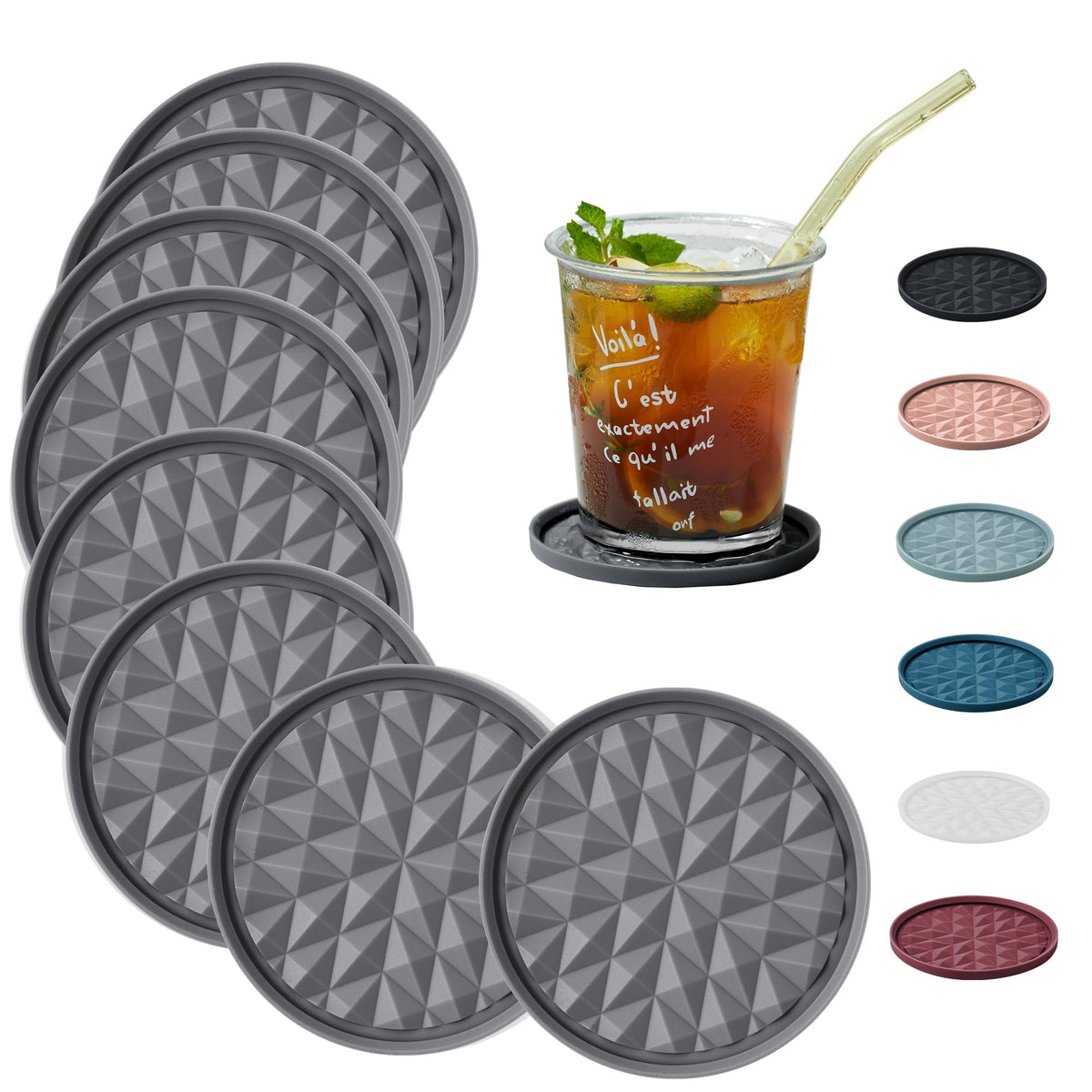 Silicone Drink Coasters Set of 4, Coaster for Desk