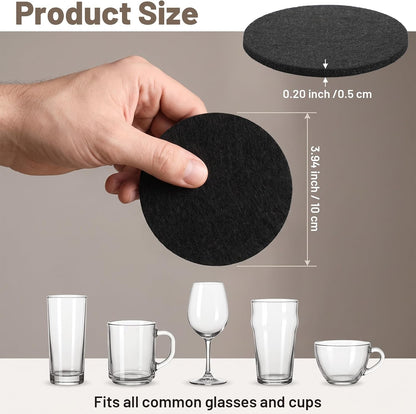 3.94 in Felt Coasters for Drinks Set of 8 Round Absorbent Coaster
