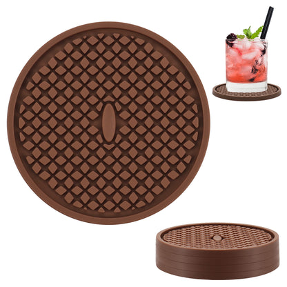 Silicone Drink Coasters [2 Pack] - Cup Coasters for Hot Or Cold Drinks, Non-Slip, Suitable for Home Decor, Kitchen, Office, Bar（Black）