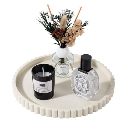 Round Bathroom Tray Perfume Organizer Coffee Table Decor, 9" Black