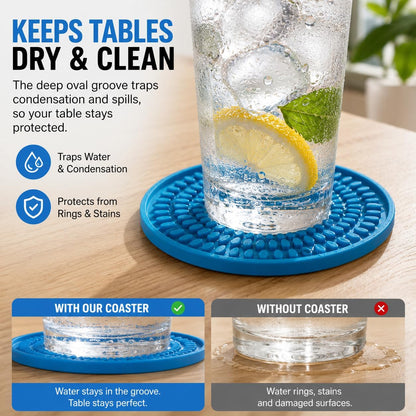 Silicone Coasters for Drinks - Absorbent Rubber Coasters Set of 6 Colorful