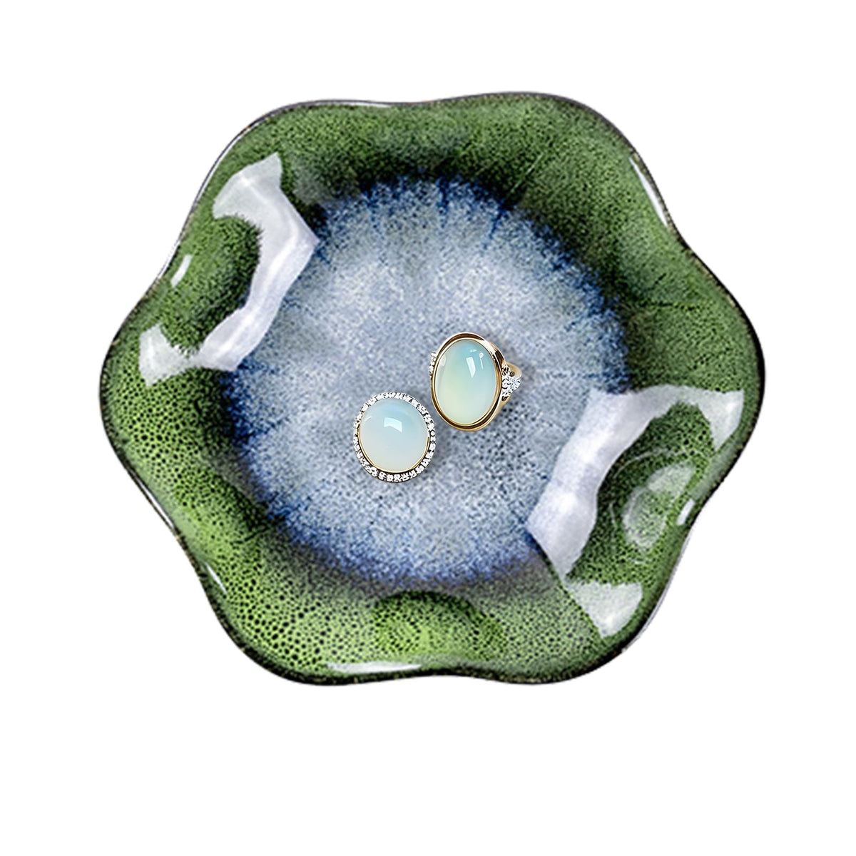 Lotus Leaf Ceramic Jewelry Ring Dish for Women (Mist Green)