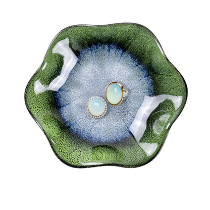 Lotus Leaf Ceramic Jewelry Ring Dish for Women (Mist Green)