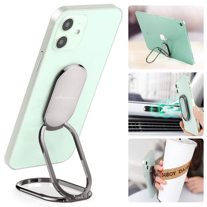Phone Ring Holder Finger Kickstand 360°Rotation Cellphone Back Grip Foldable Cell Phone Stand for Desk Compatible with iPhone iPad Smartphones Tablets (Gun Black)