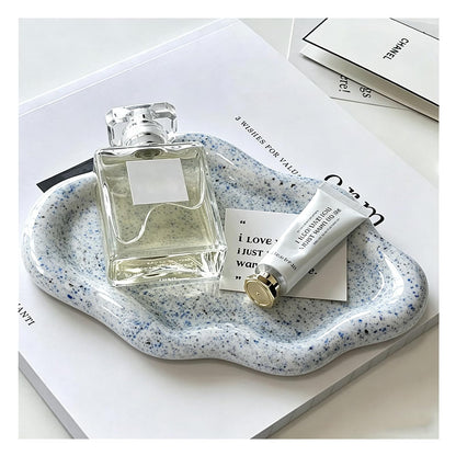Small Jewelry Dish for Women, Gifts for Mom, Ceramic Jewlery Tray Ring Holder, Vanity Ring Dish Cute Cloud Tray, Nightstand Decor Trinket Bowl for Earrings, Perfume, Keys, White Jewelry Plate