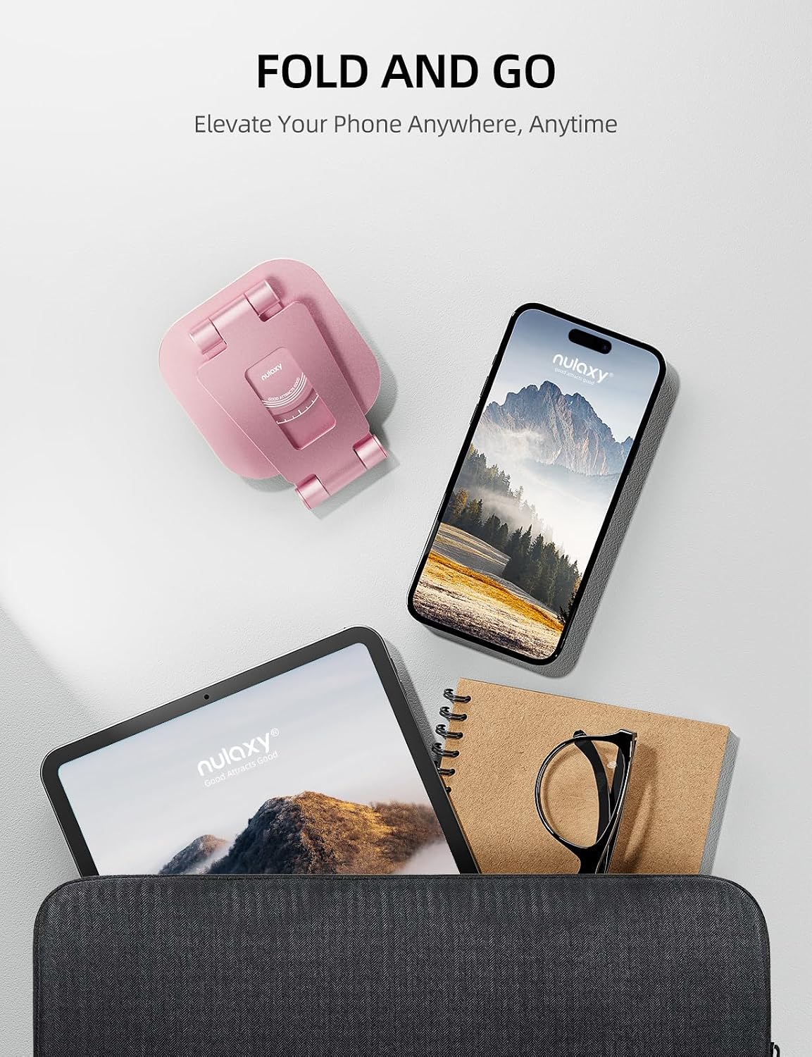 Nulaxy 360° Rotating Multi-Angle Adjustable Phone Stand, Rose Gold
