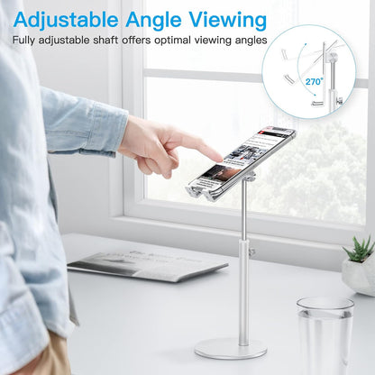 OMOTON CA04 Aluminum Tablet Phone Stand, Adjustable Desk Stand Silver