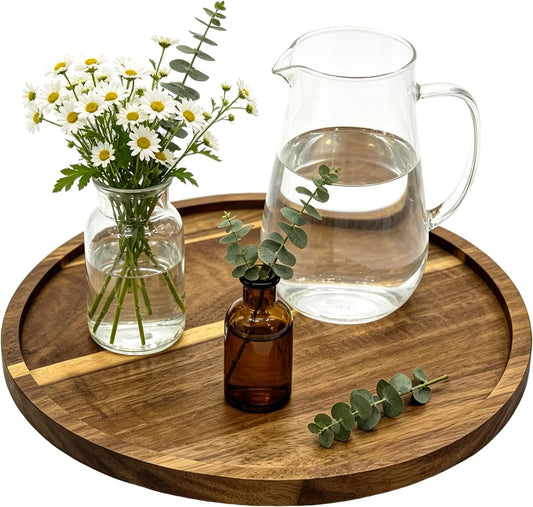 11.5" Round Acacia Wood Serving Tray