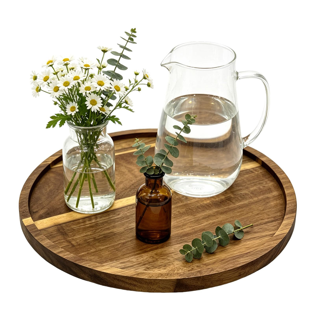 11.5" Round Acacia Wood Serving Tray