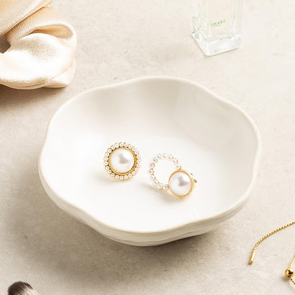 Ceramic Jewelry Tray, Ring Holder Floral Trinket Bowl for Women