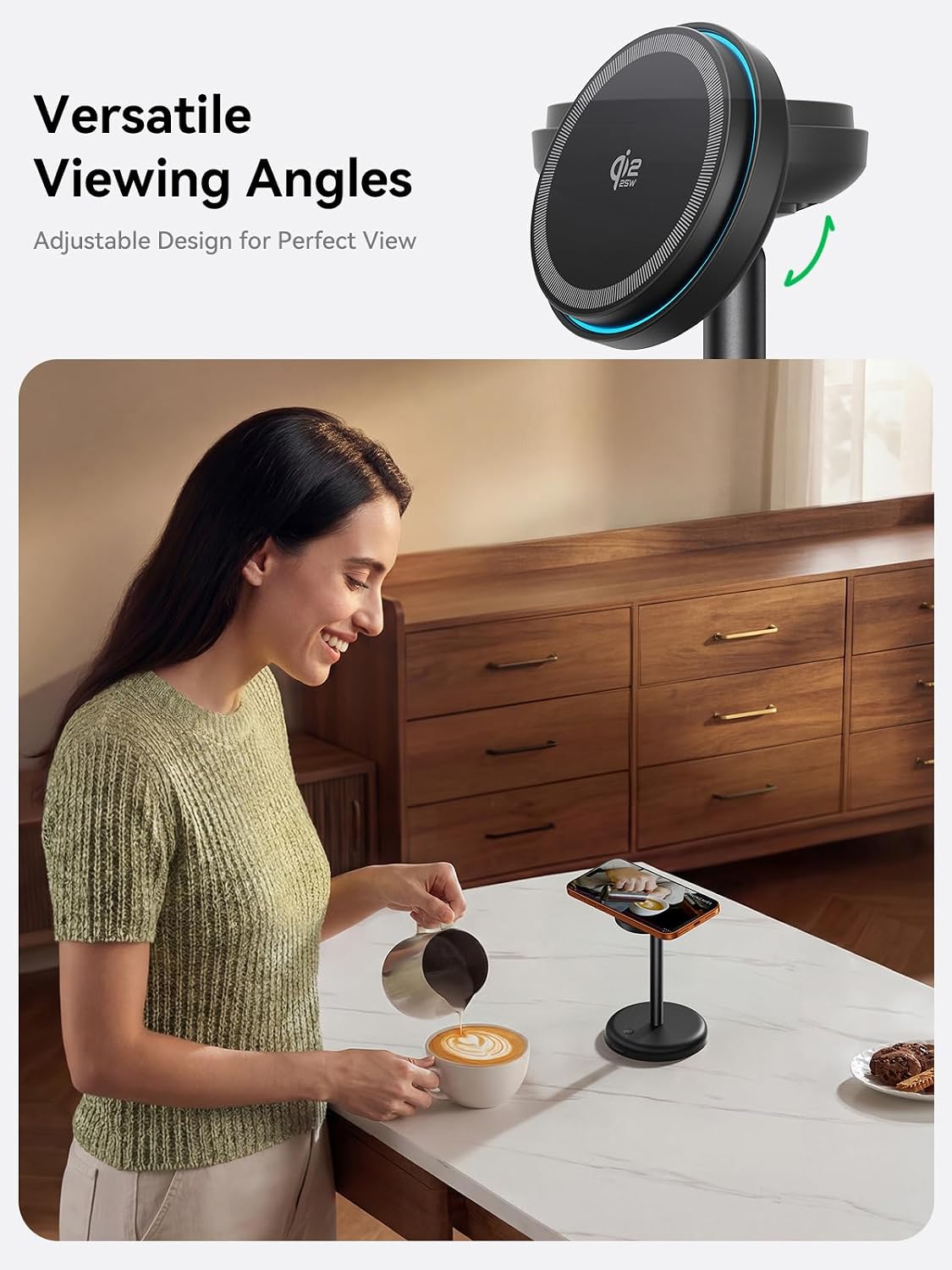 THREEKEY Magnetic Charging Stand Qi2 25W Fast Charging with Cooling Fan