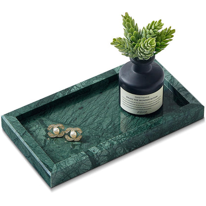 Natural Small Marble Vanity Tray, Stone Organizer for Bathroom & Kitchen