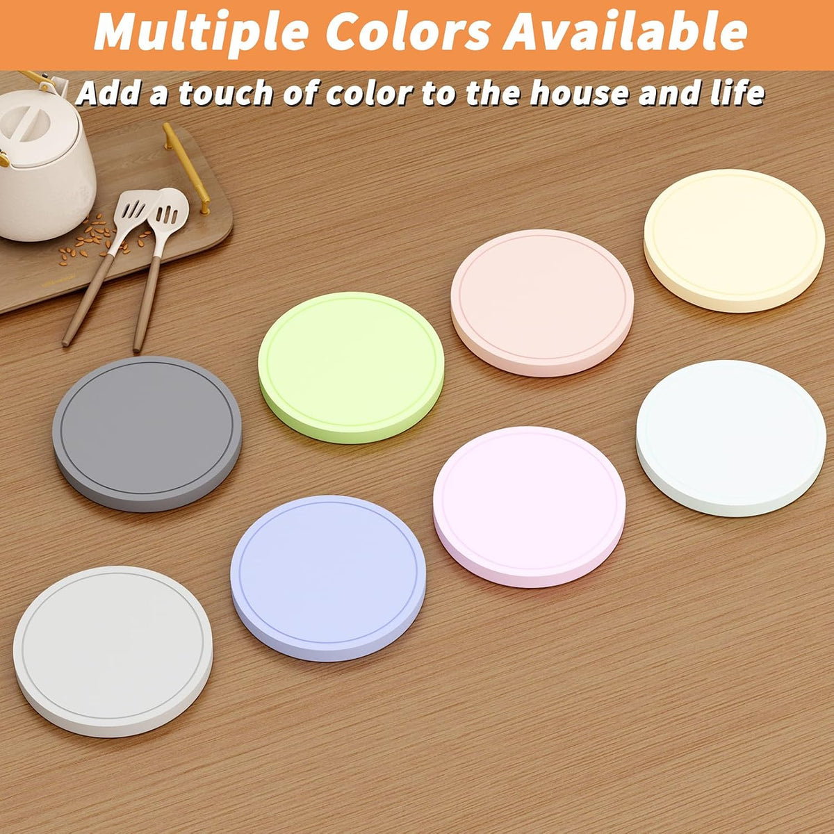 Azhou 6Pcs Absorbent Diatomaceous Earth Coasters Set with Velvet Bottom