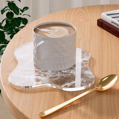 Acrylic Coaster Decorative Plates, Irregular Bar Drink Coaster, Clear Cloud Shape Coffee Cup Coaster, Perfect for Tabletop Protection and Accessories Display.(Clear)