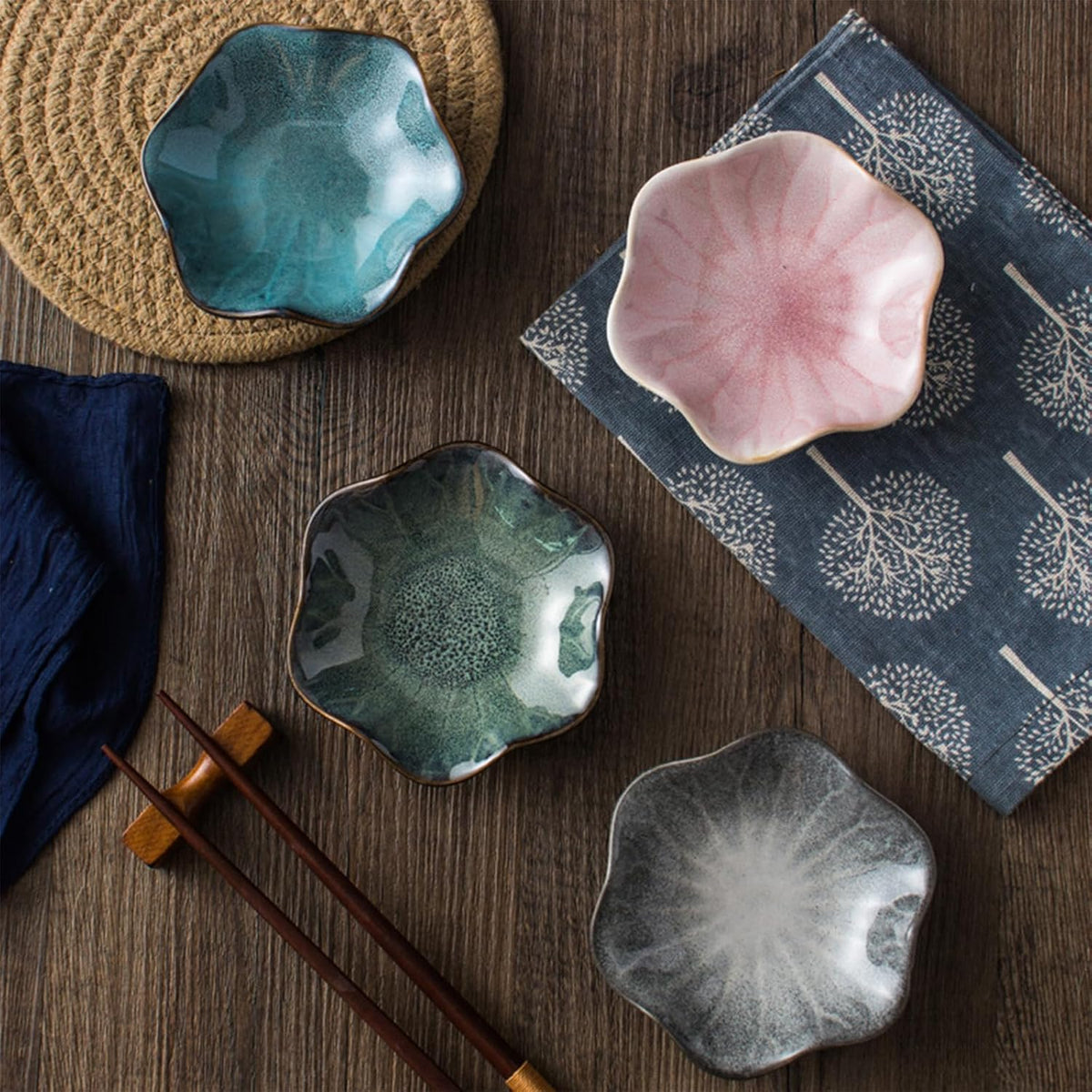 Lotus Leaf Ceramic Jewelry Ring Dish for Women (Mist Green)