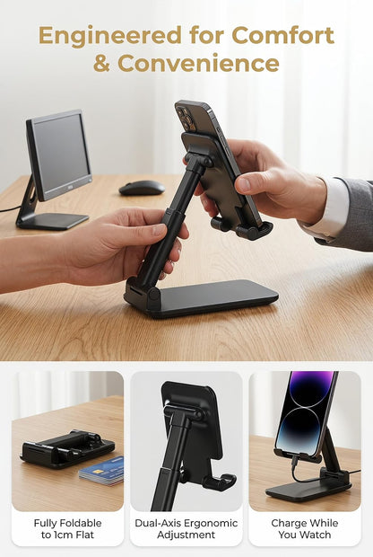 Phone Stand for Desk Cell Phone Holder Stands for iPhones, Black