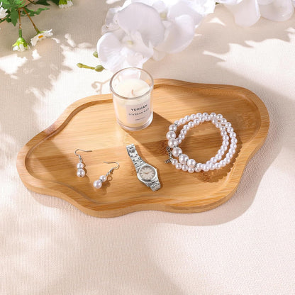 Wood Decorative Serving Tray for Candles Perfume, Cloud Jewelry Tray Trinket Dish, Wooden Trays for Coffee Table Home Decor