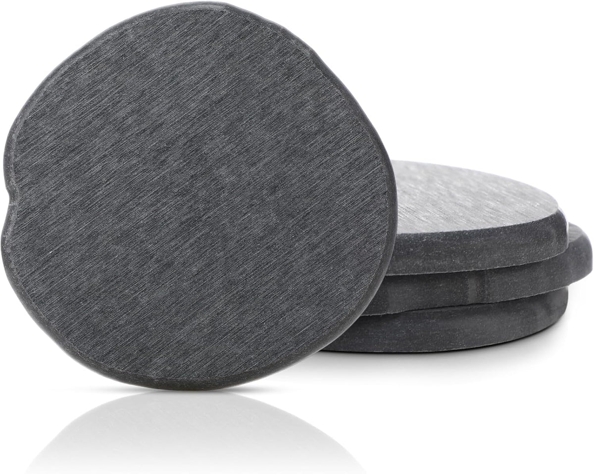 Diatomaceous Earth Coasters Set of 4，Cool Absorbent Quick-Dry Drink Coasters for Desks, Cute Modern Stone Design with Stylish Grey Aesthetic (4, Grey)