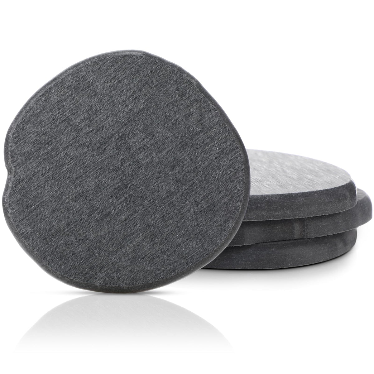 Diatomaceous Earth Coasters Set of 4，Cool Absorbent Quick-Dry Drink Coasters for Desks, Cute Modern Stone Design with Stylish Grey Aesthetic (4, Grey)