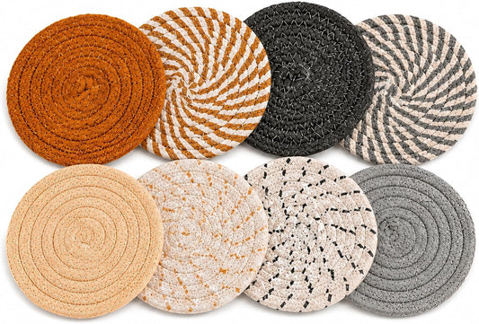 MAQIHAN 8 PCS Coasters for Drinks - Woven Absorbent Coaster Set of 8 Colors
