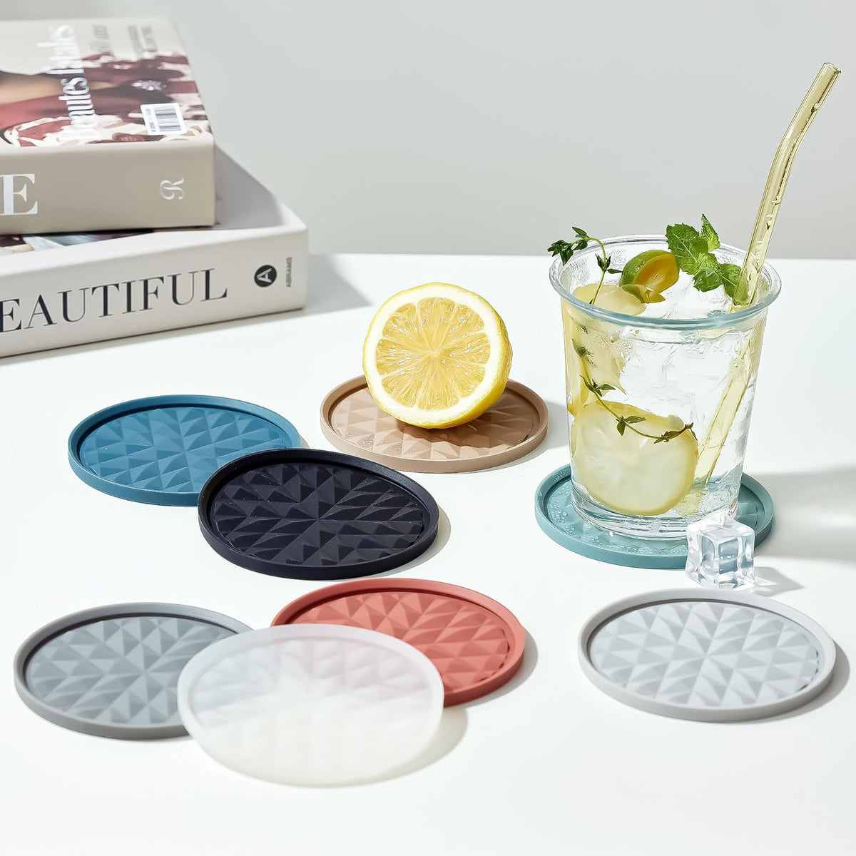 Silicone Drink Coasters Set of 4, Coaster for Desk