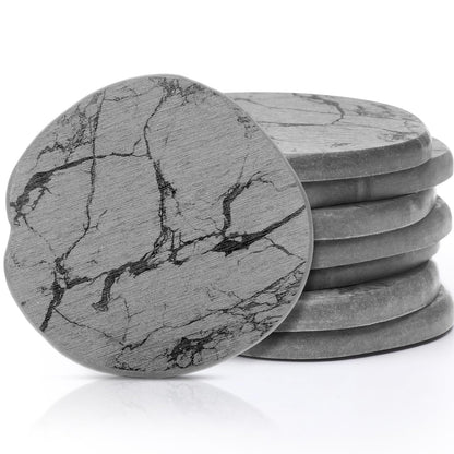 Diatomaceous Earth Coasters Set of 4，Cool Absorbent Quick-Dry Drink Coasters for Desks, Cute Modern Stone Design with Stylish Grey Aesthetic (4, Grey)