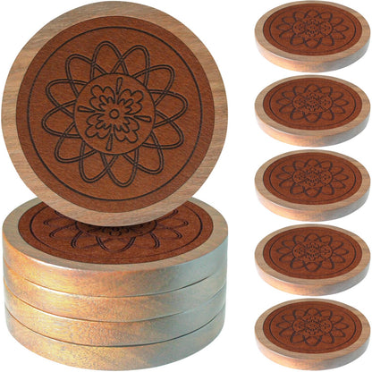 Wood Coasters for Drinks, Minacun Absorbent Coaster Sets of 5, Drinks Coasters for Coffee Tabletop Protection, Non-Slip, Non-Stick, Suitable for Kinds of Cups Wooden Table Drink, 4.3 Inches Black