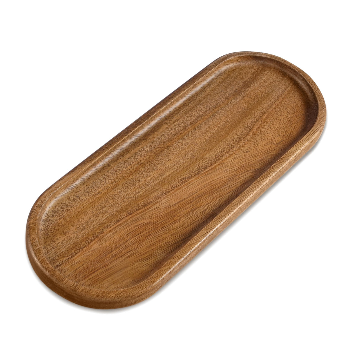 Small Acacia Wood Serving Tray, Wooden Decorative Tray for Coffee Table, Kitchen, Bathroom Counter - Wood Platter for Candles, Perfume, Snacks (11.4 x 4.1 x 0.6 in)