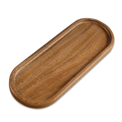 Small Acacia Wood Serving Tray, Wooden Decorative Tray for Coffee Table, Kitchen, Bathroom Counter - Wood Platter for Candles, Perfume, Snacks (11.4 x 4.1 x 0.6 in)