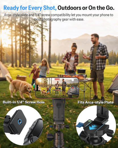 OMOTON TP02-Pro 5 in 1 Magnetic Phone Holder for Vlogging Essentials, Black
