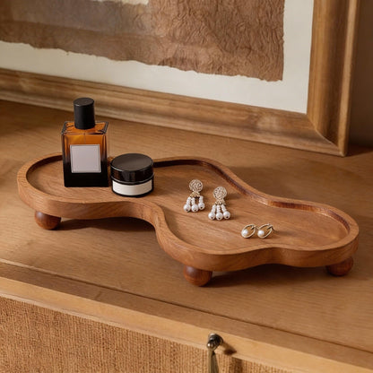 Uiifan Wood Cloud Perfume Decorative Tray Bedside Jewelry Tray,Wood Color