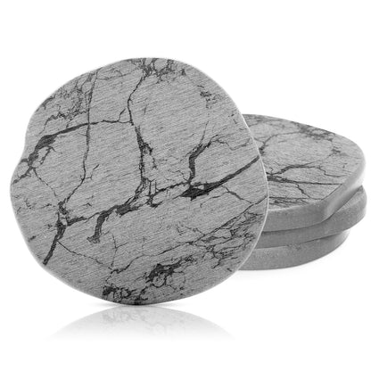 Diatomaceous Earth Coasters Set of 4，Cool Absorbent Quick-Dry Drink Coasters for Desks, Cute Modern Stone Design with Stylish White Aesthetic (4, White)
