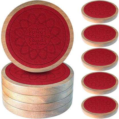 Wood Coasters for Drinks, Minacun Absorbent Coaster Sets of 5, Drinks Coasters for Coffee Tabletop Protection, Non-Slip, Non-Stick, Suitable for Kinds of Cups Wooden Table Drink, 4.3 Inches Black