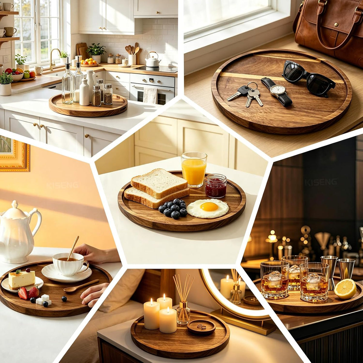 11.5" Round Acacia Wood Serving Tray