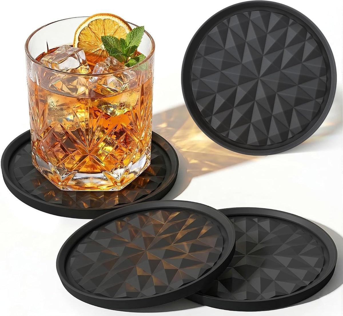 Silicone Drink Coasters Set of 4, Coaster for Desk