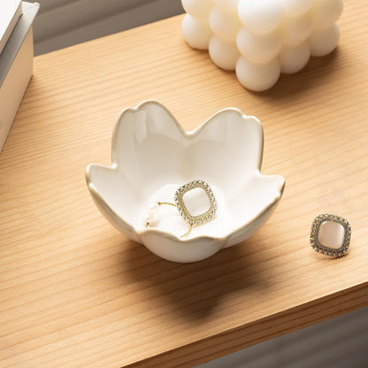 Flower Ring Holder Dish, Ceramic Jewelry Tray, Small Trinket Dish